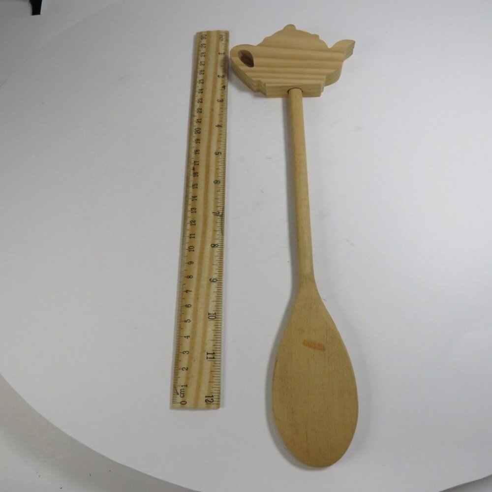Teapot Wooden Spoon 1980s unfinished craft